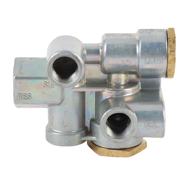 Valve de Commande de Frein à Ressort, 110500 Étanche aux Fuites Arrêt d'Urgence Valve de Commande de Frein à Ressort Étanchéité Efficace Robuste pour Remorque Ports 3/8 Po Valve Prioritaire