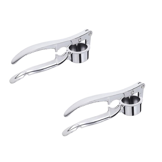 Oleegame 2PC Home Masher Squeezer Kitchen Crusher Steel Mincer Stainless Tool Press Garlic Kitchen,Dining Bar Silver