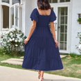 thumbnail image 3 of AherBiu Summer Beach Dress for Women Smocked Square Neck Short Sleeve Tiered Ruffle Flowy Boho Dresses, 3 of 5