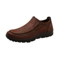 thumbnail image 1 of Mens Walking Shoes Simplicity Hand Sewn Thread Slip on Breathable Comfortable Soft Sole Driving Outdoor Leather Shoes Coffee, 1 of 1