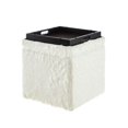 thumbnail image 3 of Inspired Home Allen Faux Fur Ottoman Storage Space Cube Shaped Serving Tray Top, 3 of 8