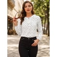 thumbnail image 4 of INSPIRE CHIC Women's Ruffle Neck Long Sleeve Polka Dots Blouse Shirt, 4 of 4