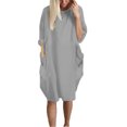 thumbnail image 1 of AherBiu Robe Midi d'Été Grande Taille pour Femmes 2024 Ample et Décontractée avec Poches, 1 of 4