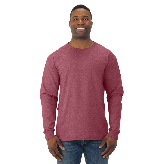Jerzees T-Shirt à Manches Longues pour Hommes DRI-POWER Active, S, Rouge Chiné Vintage