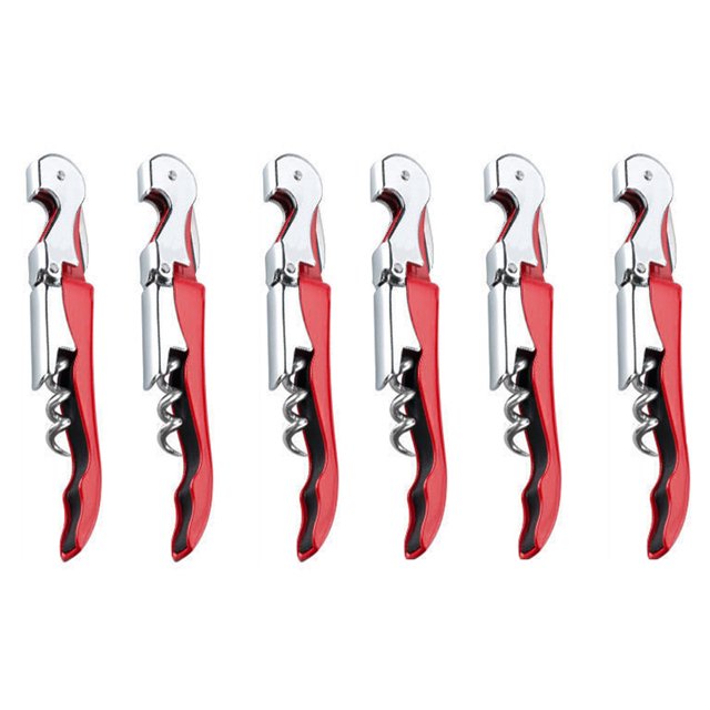 Aspire 60 PCS Double Hinged Corkscrew w/ Foil Cutter, Waiters Wine Bottle Opener - Red