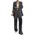thumbnail image 1 of Timegard 2 Piece Suits Set for Women Button V Neck Open Front Jackets Business Office Wide Leg Pant Blazer Outfits, 1 of 6