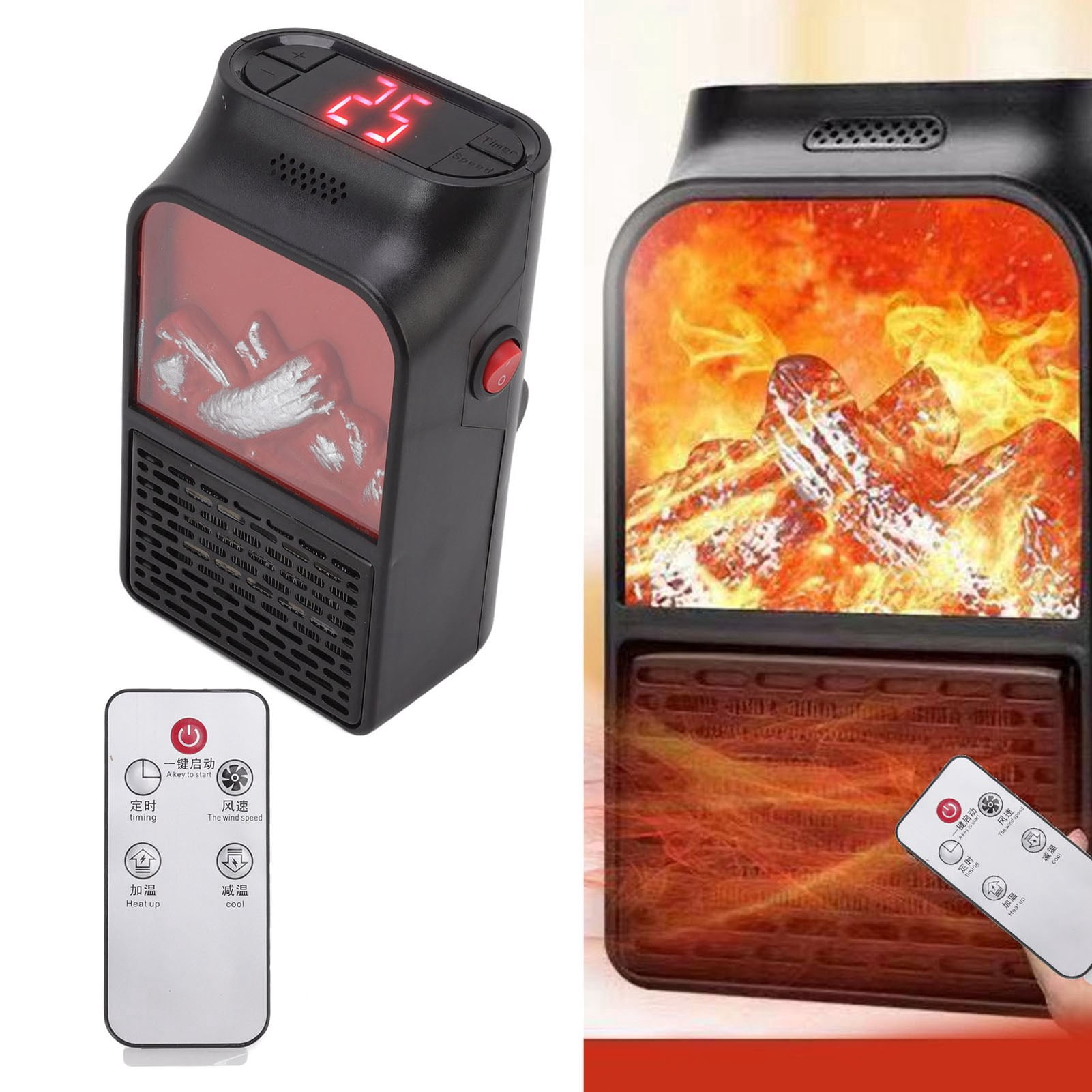 Flame Heater Mini, Flame Heater Mini 1000W PTC Ceramic Fast Heating Silent Portable Fireplace Heater With Fireproof Frosted Casing For Home