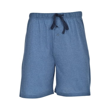 Hanes Men's 2-Pack Cotton Lounge Drawstring Knit Shorts with Waistband & Pockets, Grey Heather/Chambrey Blue, Medium