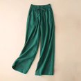 thumbnail image 1 of RXIRUCGD Pantalon Long à Jambe Grand pour Femmes, Coupe Ample, Taille Haute, en Coton et Lin, Effet Minceur, et Pantalon de Couleur, Vert, Taille : TG, 1 of 9