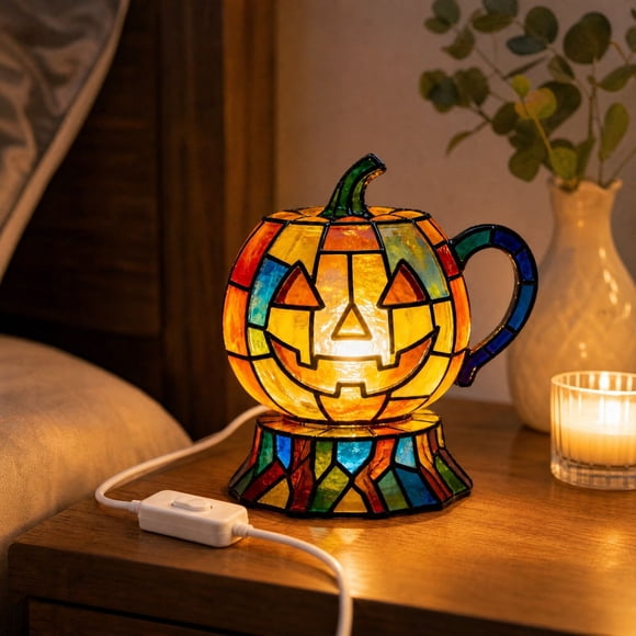 Lampe de Table Citrouille à Thème d'Halloween pour Chambre, Salon, Présentoirs d'Étagère, Décoration des Fêtes