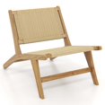 thumbnail image 1 of Costway Teak Wooden Chair with Braided Rope Seat & Backrest Mid Century Modern Accent Chair, 1 of 7