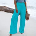thumbnail image 2 of Timegard Beach Pants for Women Wide Leg Ruched High Waisted Smocked Flowy Summer Casual Loose Trousers, 2 of 5