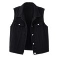 thumbnail image 1 of Gilet Sans Manches à Boutons devant pour Femmes, Col Rabattu, Coupe Ajustée, Gilet Décontracté en Polyester, Noir, Longueur Régulière, pour le Travail Ou les Fêtes, 1 of 9