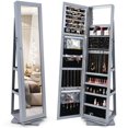 thumbnail image 1 of Costway 360° Rotatable Jewelry Cabinet Armoire 2-in-1 Lockable Mirrored Gray, 1 of 9
