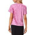thumbnail image 3 of INSPIRE CHIC Haut en Velours Décontracté pour Femme à Col Rond et Manches Courtes m Rose Vif, 3 of 6
