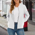 thumbnail image 2 of Duoif Veste pour Femmes, Manteau Décontracté à Fermeture Éclair avec Poches, Blanc TTG, 2 of 9