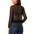 thumbnail image 3 of INSPIRE CHIC Women's Long Sleeves Zip Up See Through Lightweight Bomber Jacket XS Black, 3 of 8
