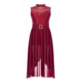 thumbnail image 3 of RUNQHUI Robe de Danse Lyrique Ballet Strass pour Filles Enfants Patinage Artistique Justaucorps Sans Manches Jazz Latin Danse Moderne Bordeaux 6, 3 of 7