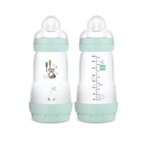 MAM Easy Start Anti-Colic Baby Bottles, 2x9oz Bottles, Medium Flow Bottles with Silicone Nipple, Baby Bottles for Baby Boy