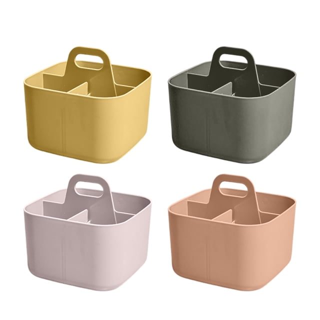 Color Random 1pc 2025 Small 4 Compartment Multiuse Caddy Organizer With Handle Art Craft Supplies Desk Stationery Pen Holder Stackable Back To School Stationery Storage Boxes