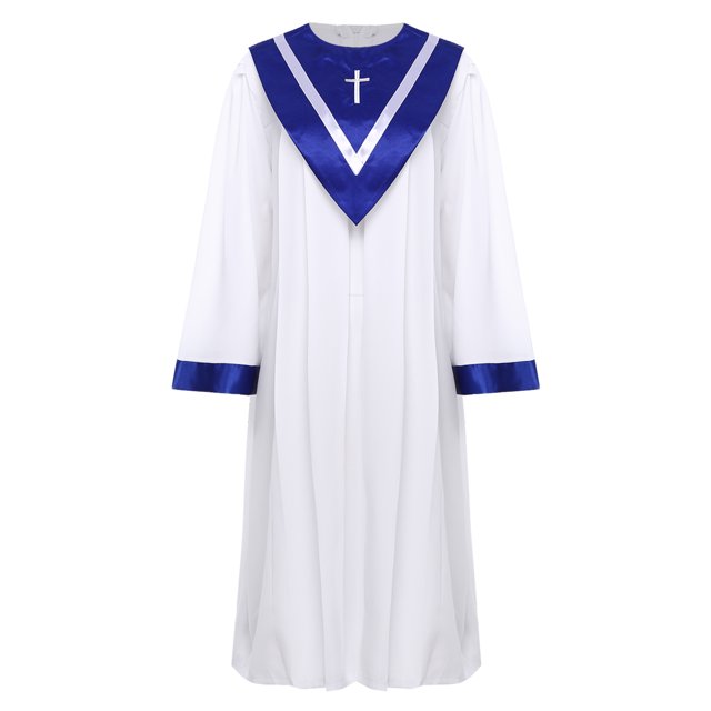 iiniim Robe de Chorale d'Église Unisexe avec Étole en V Robe de Collation des Grades pour Université École Secondaire Ado Bachelier Bleu P/150