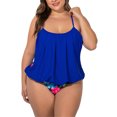 thumbnail image 1 of MAWCLOS Ladies Swimwear Crew Neck Tankini Sets Sleeveless Two Piece Swimsuit Ruched Drifting Plus Size Bathing Suits Royal Blue 5XL, 1 of 6