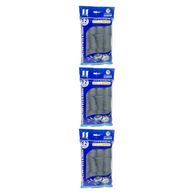 VONKY 12pack/lot Effective And Durable Steel Wool For Easy Kitchen Cleaning Kitchen Cleaning Steel Wool Metal Multi-purpose As Shown 3Set