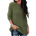 thumbnail image 1 of Innerwin Hauts Tricotés Manches Longues Pull Femme Vêtements de Détente Col Rond Tunique Ample Blouse Vert Armée TTP, 1 of 6