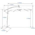 thumbnail image 3 of Costway 10FT Patio Offset Umbrella Solar Powered LED 360Degree Rotation Aluminum Blue, 3 of 10