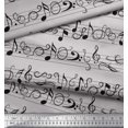 thumbnail image 3 of Soimoi Gray Cotton Voile Fabric Notes Musical Instrument Printed Craft Fabric by the Yard 56 Inch Wide, 3 of 5