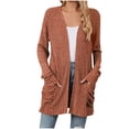 thumbnail image 1 of Yuyuzo Cardigan for Women 2025 Fall Ribbed Knit Sweater Open Front Long Sleeve Outwear with Pockets, 1 of 6