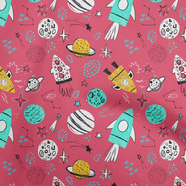oneOone Rayon Pink Fabric Galaxy Fabric For Sewing Printed Craft Fabric By The Yard 56 Inch Wide