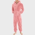 thumbnail image 2 of UAMVSH Mens Fuzzy Fleece Hooded Jumpsuits Warm Plus Size Long Sleeve Zipper Plush Pajama Onesies with Pockets Winter One-Piece Rompers(3X-LargePink), 2 of 7