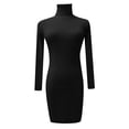 thumbnail image 4 of WTXUE Robe à Manches Longues, Robe Chandail Tricotée à Col Roulé pour Femmes Automne Hiver à Manches Longues, Robe Midi Noire, m Noir, 4 of 4
