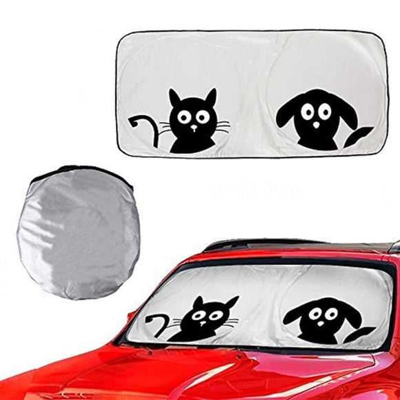 Homeya Windshield Sun Shade, Car Sunshade Front Window Cute Cartoon Shade Foldable Anti Glare Sun Visor Blocks UV Radiation for Cars SUV Truck 59x33 inch Gift