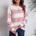 thumbnail image 1 of Dvkptbk Chandails pour Femmes Chandail à Col Rond à Rayures Décontracté chandail Tricoté Manches Longues Hauts Vêtements en Liquidation, 1 of 7