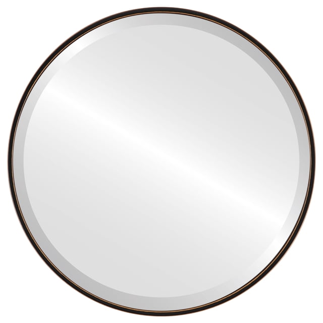 Miroir Rond Encadré Singapore - Noir Frotté - 19 Pouces x 19 Pouces