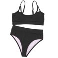 thumbnail image 4 of CEHVOM Women Bikini U-Neck Hollow Out Two-Piece Solid Swimwear Swimsuit Beachwear Set, 4 of 6