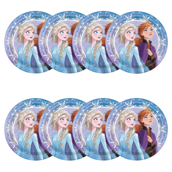 Assiettes Disney La Reine des Neiges 2 de 23 cm (9 po) - Lot de 8 - Unique Industries