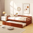 thumbnail image 2 of Costway Lit-Banquette Gigogne Format Simple avec Lattes en Bois, Support de Matelas, Plateforme pour Enfants, Noyer, 2 of 10