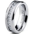 thumbnail image 3 of Titanium Men's 1Ct Wedding Band Engagement Ring 9 large Princess Cut Cubic Zirconia, 3 of 6