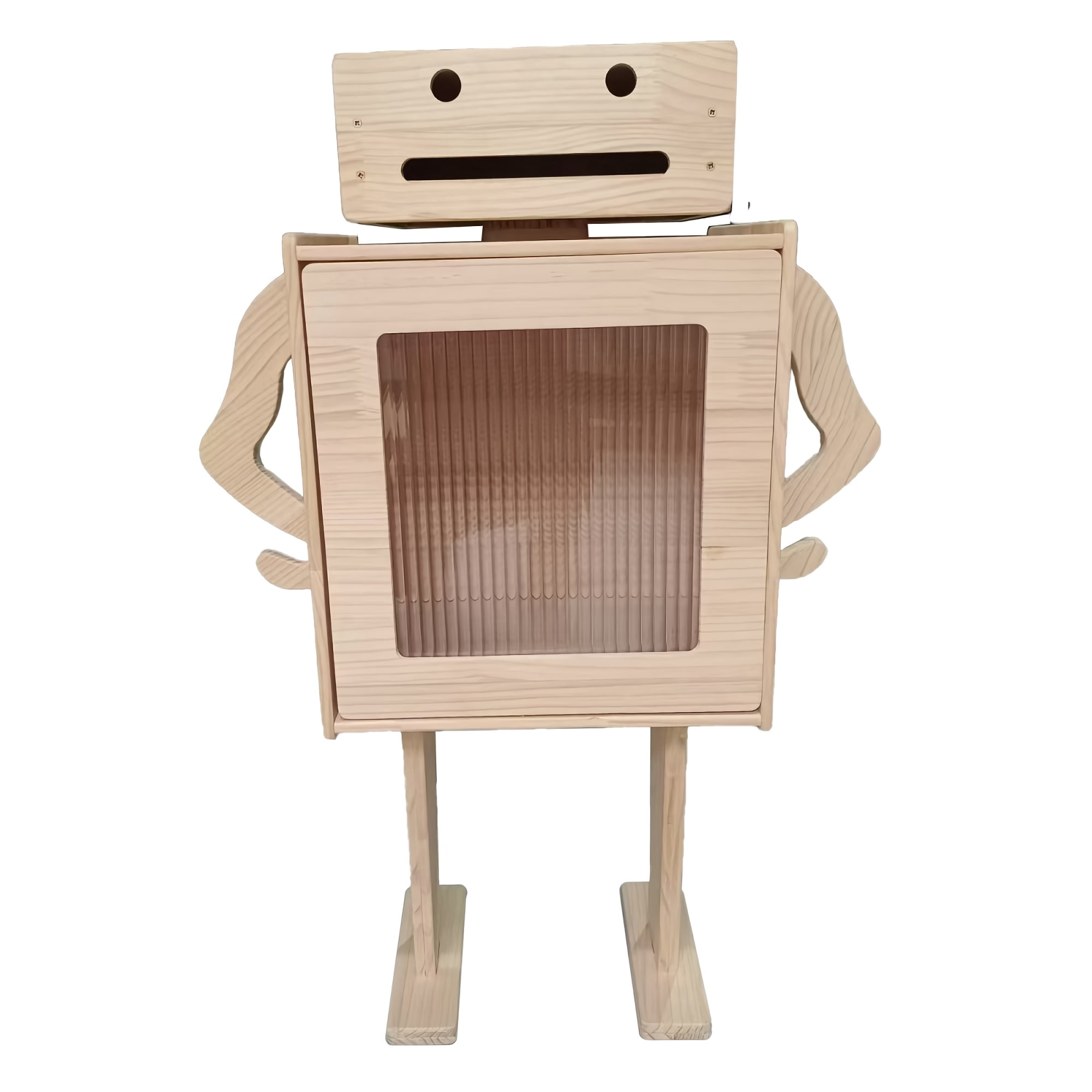 TOYTEXX Wooden Robot Storage Cabinet, Multifunctional Storage Box with Translucent Door for Kids, Home, Living Room, Bedroom