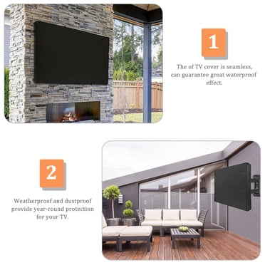 UPOUART Ensemble Housse de Téléviseur d'Extérieur pour Téléviseur Lcd et Poche de Télécommande avec Bouclier Étanche Incluse
