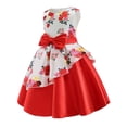 thumbnail image 3 of Robes pour Filles Sans Manches Robe de Concours Fête d'Anniversaire Imprimés Floraux Nœud Papillon Robe Princesse Fille Fleur Rouge 5-6 Ans, 3 of 3