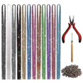 thumbnail image 1 of Extension de Cheveux 47 Pouces avec Outil, 12 Couleurs 2400 Brins Kit d'Extension de Cheveux Pailletés, 1 of 5