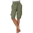 thumbnail image 1 of Pantalon Cargo Ample Décontracté pour Femmes, Uni, à Cordon de Serrage, Jambe Grand, Court, 1 of 5