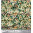 thumbnail image 1 of Soimoi Polyester Crepe Fabric Leaves & Cartoon Animals Jungle Print Fabric by Yard 42 Inch Wide, 1 of 3