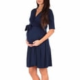 thumbnail image 4 of Vêtements pour Femmes Robe à Manches Mi-Longues de Couleur Unie à Col en V à la Taille Robe de Femme Enceinte Robe de Grossesse, 4 of 6