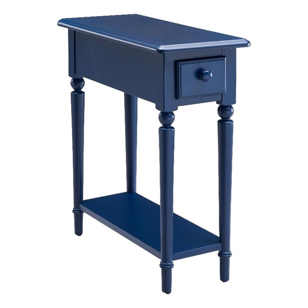 Bowery Hill Table d'Appoint Étroite Traditionnelle Style Côtier avec Tiroir - Bleu Marine