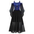 thumbnail image 3 of Yartina Girls Medieval Renaissance Princess Dresses Cold Shoulder Long Sleeve Gothic Victorian Dress Royal Blue 14, 3 of 6